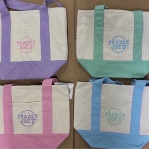 NWT Trader Joe’s Canvas Tote Bag - Mint & Light Blue.